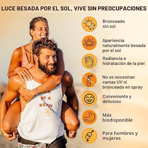 Miniatura 6 de Gomitas bronceadoras con astaxantina para mujeres y hombres Suplemento de bronceado sin sol con betacaroteno, licopeno, colágeno y vitaminas