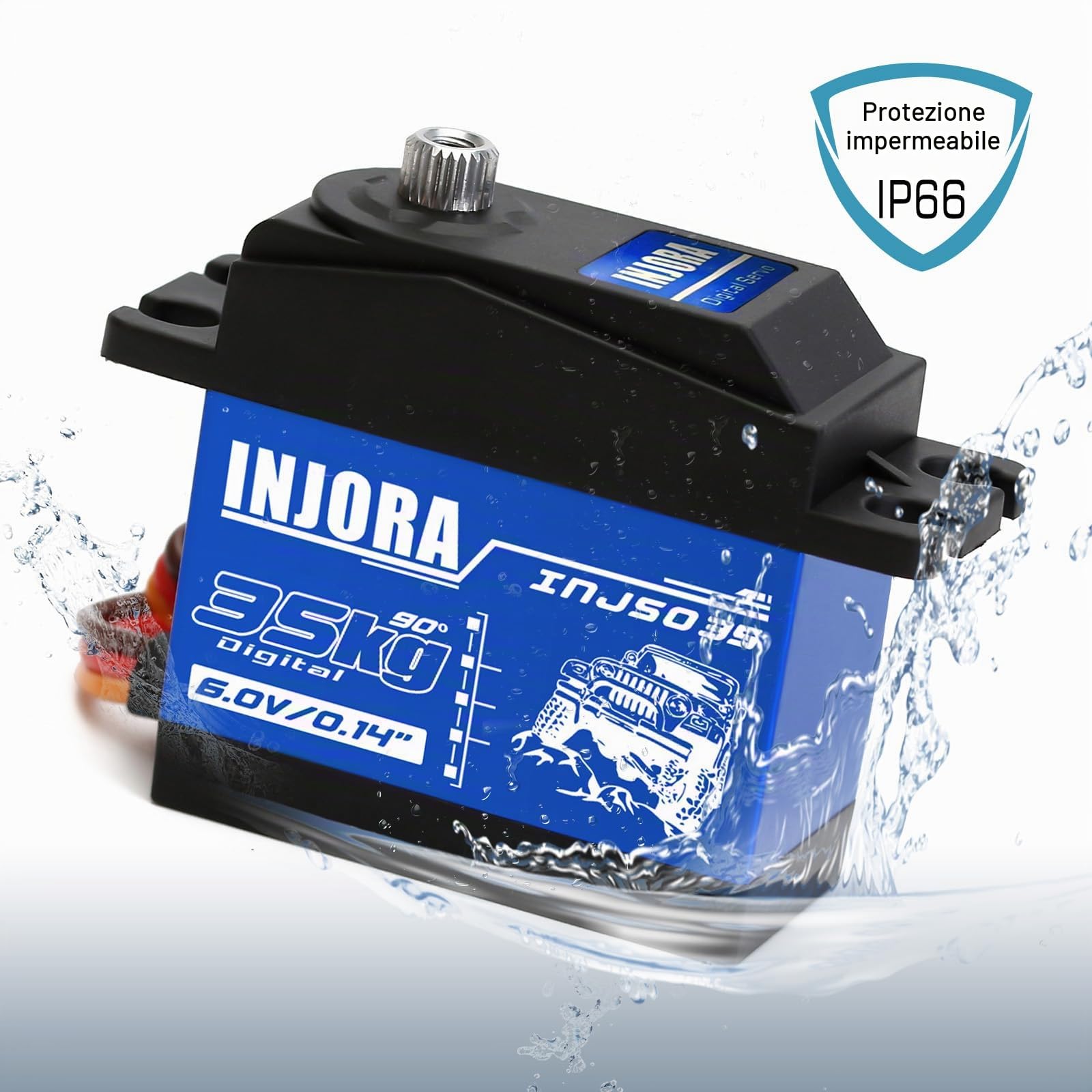 INJORA RC Servo Digital Servo - Ruota dentata in Metallo, 35 kg, Accessorio RC per Crawler SCX10 TRX4 D90 (35 kg)