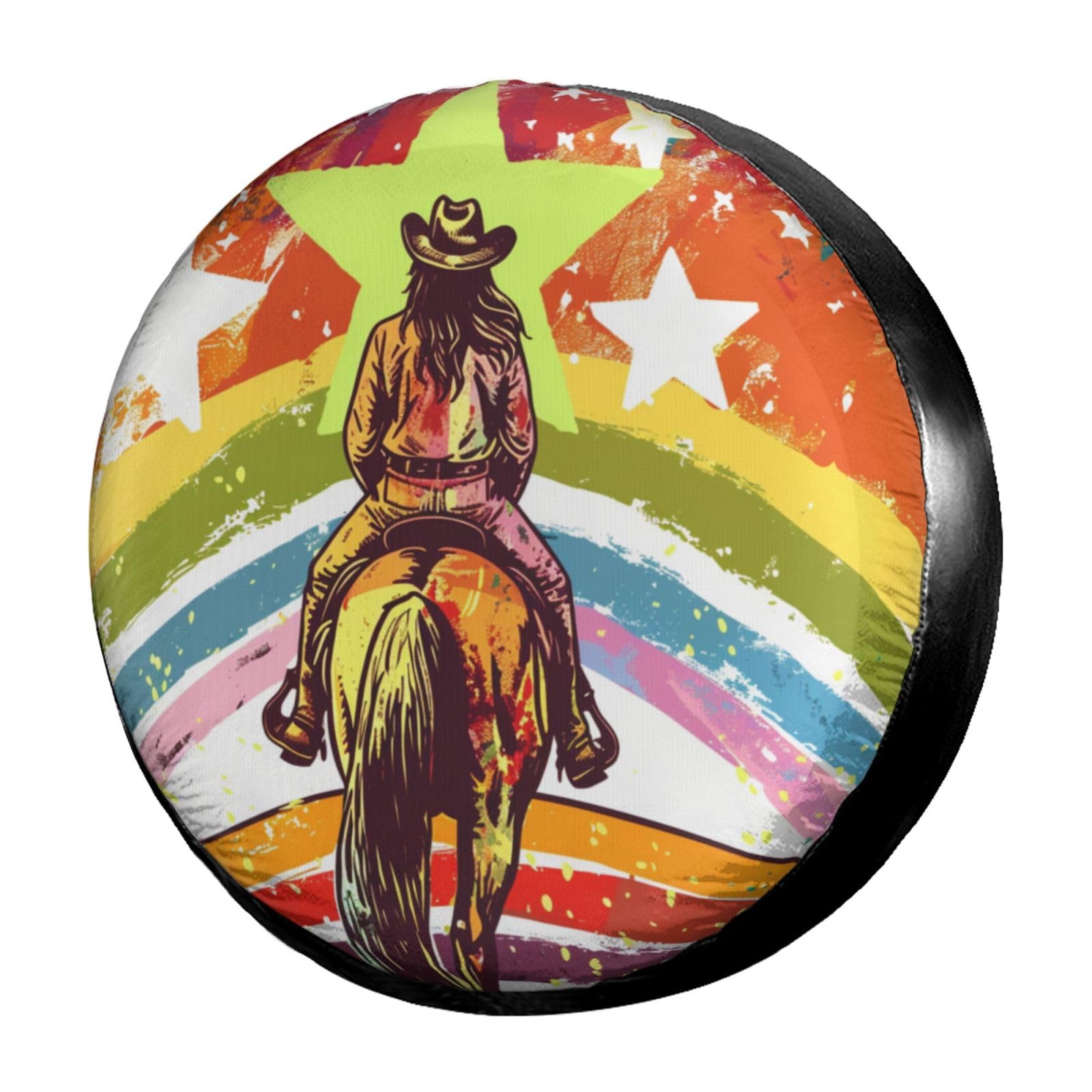 Dujiea Cowgirl Riding A Horse Spare Tire Cover, Universal Wheel Tire Cover Waterproof Dust-Proof Tire Protectors for Trailer Rv SUV Truck Camper and Many Vehicle 14 15 16 17 Inch