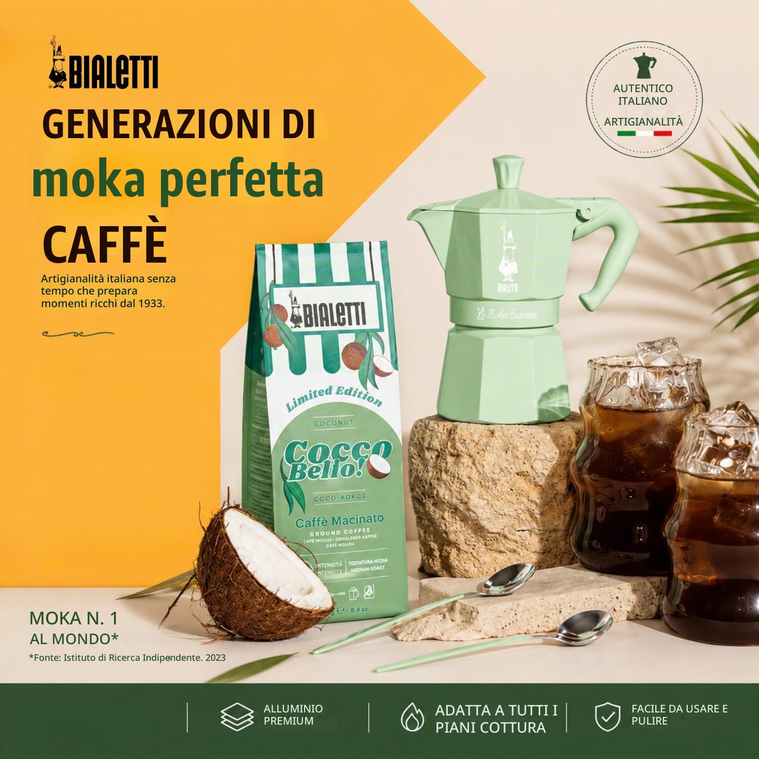 Bialetti Moka Exclusive 3 Tazze Vintage (3 tazze, verde)