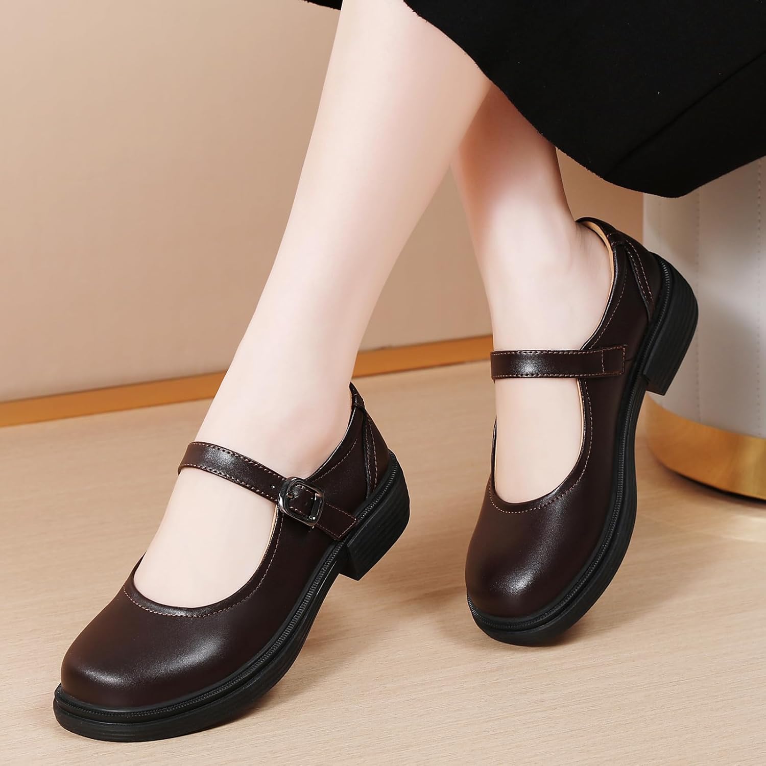 OKJ Mary Jane Shoes Women Flat Platform Mary Janes for Womens Comfortable Flats Dressy Casual School Cute Non Slip Work Shoes - Image 3