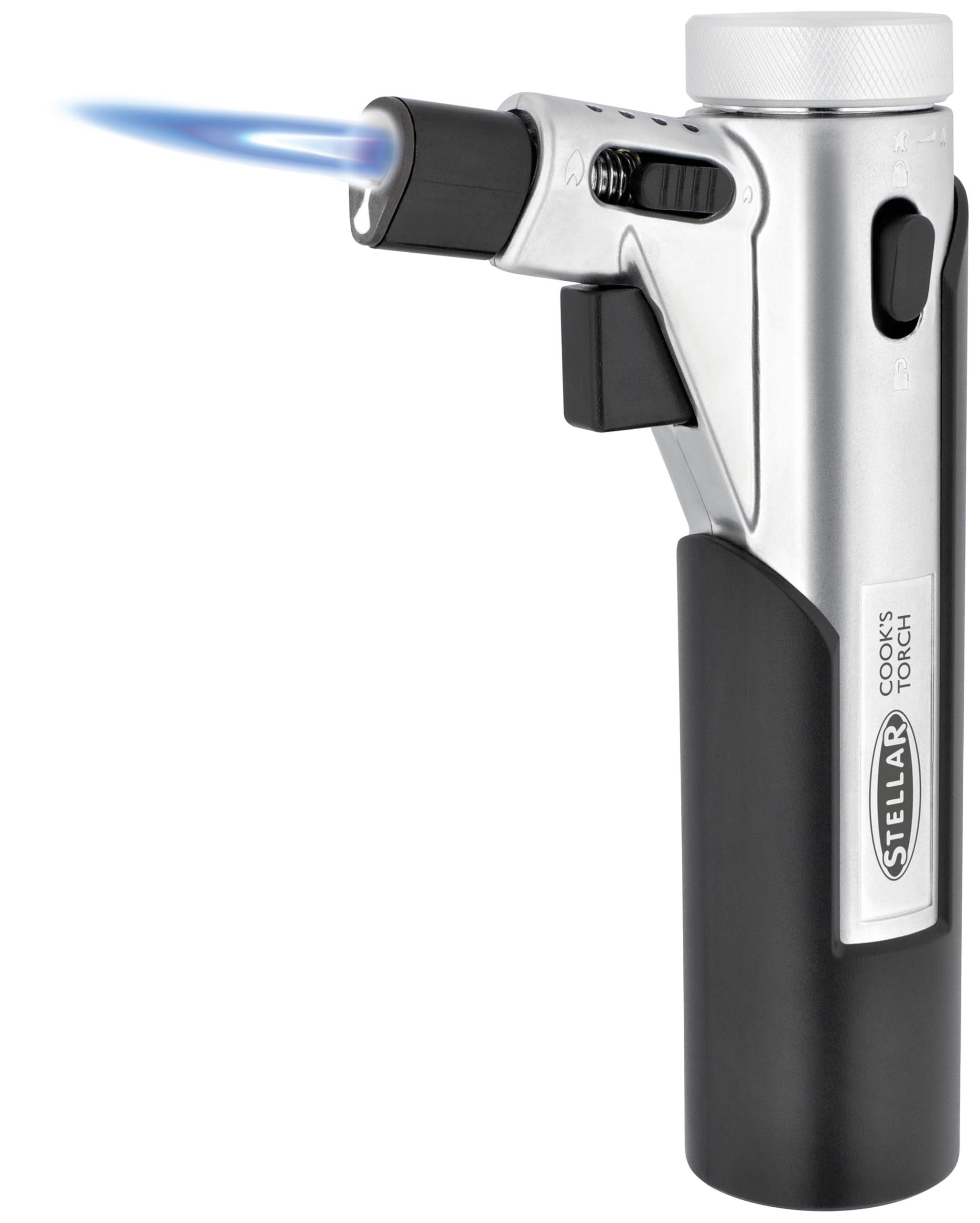 Stellar Cooks Torch Refillable Butane Zinc Alloy Adjustable Flame Safety Lock