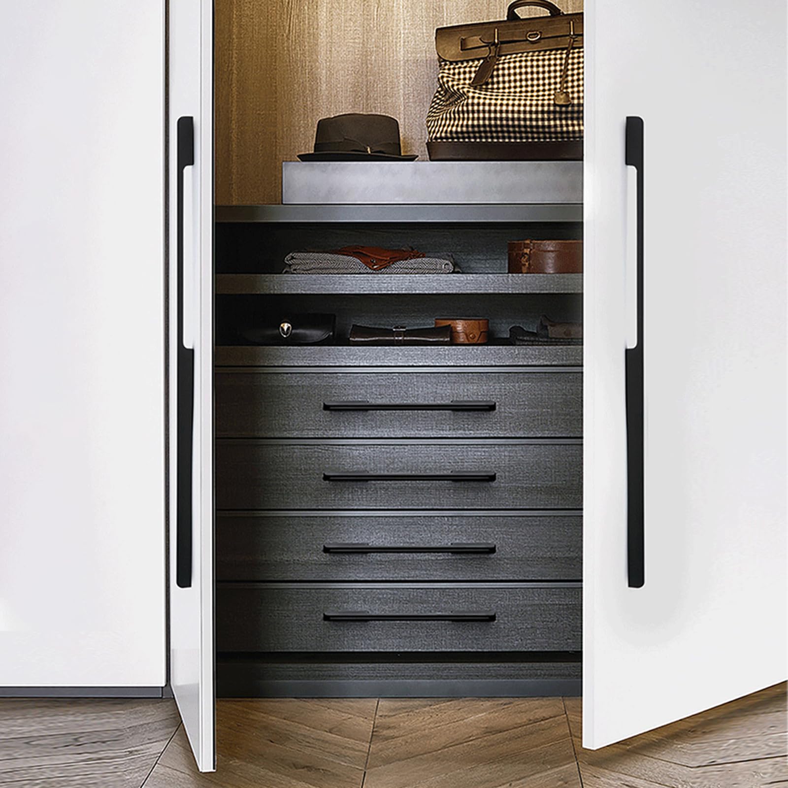 Griffe für Schränke Schwarz Lang,2 Griffe Küche Modern Massive Aluminium | Eloxierte Oberfläche Bügelgriff Lochzentren: 96 - 960 mm Schubladengriff für Kleiderschrank Schublade Küche 960mm/37.8in