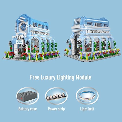 Miniatura 4 de Mould King Nuevos juegos de construcción de jardín botánico con kit de luz LED, bloques de construcción MOC de construcción de ingeniería, juegos de