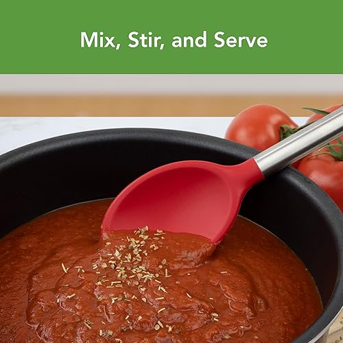 Miniatura 2 de Tovolo Cuchara mezcladora de silicona con mango de acero inoxidable resistente a los arañazos y al calor apta para utensilios de cocina