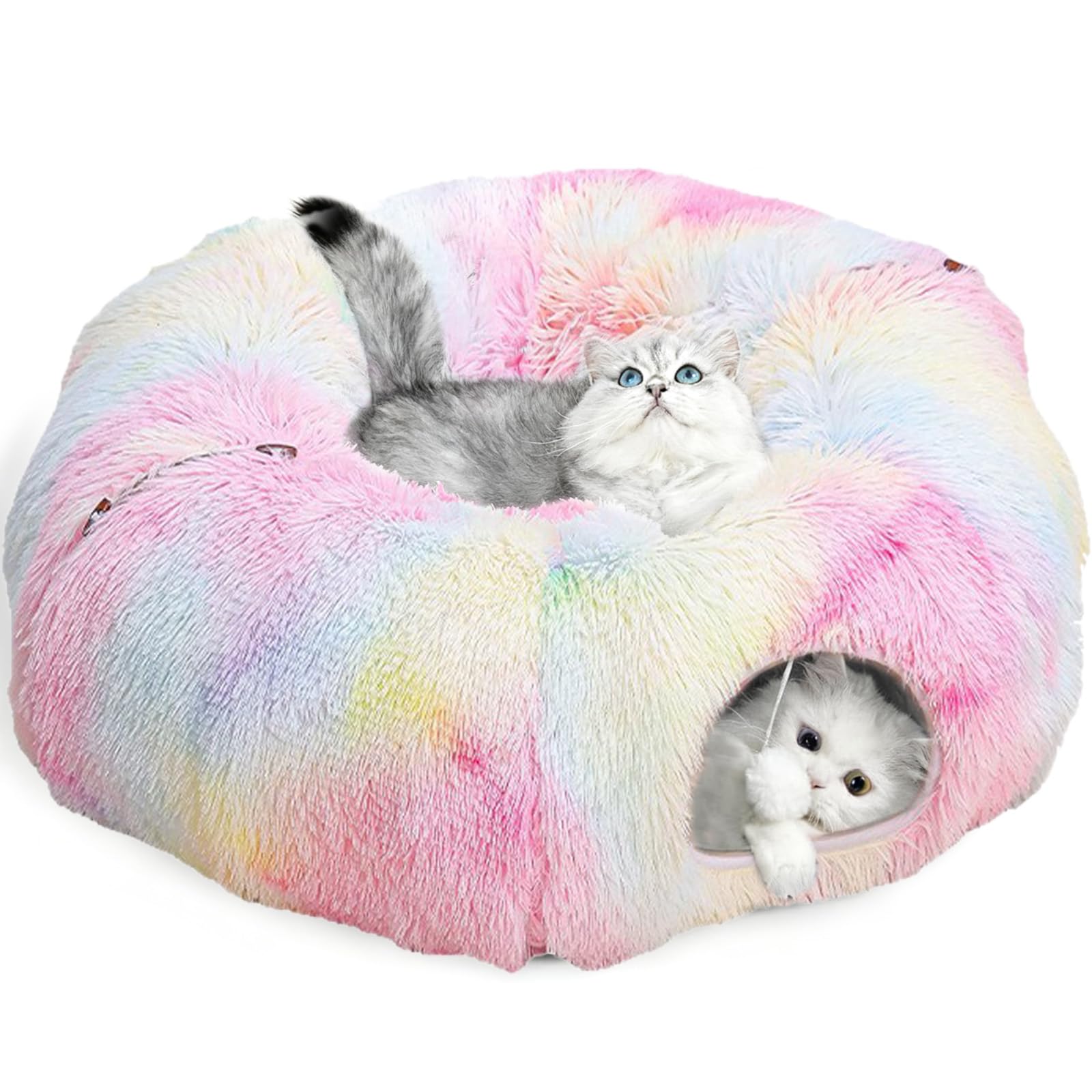Katzentunnel, Katzentunnel Große Katzen mit Schlafplatz, Katzentunne XXL Faltbarer Verstecktunnel für Kitten & Kleintiere (Farbe)