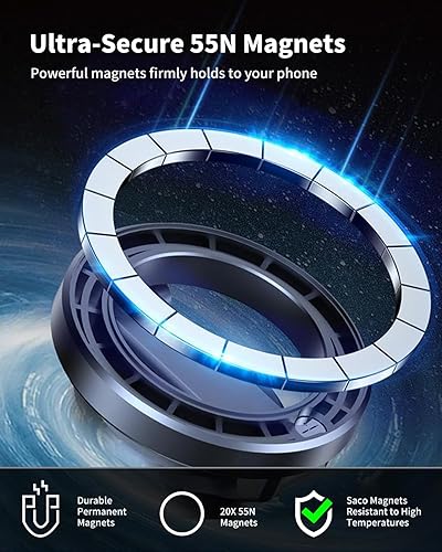 Miniatura 4 de Soporte para automóvil MagSafe imán plegable más fuerte de metal, soporte magnético para teléfono para salpicadero de automóvil, soporte magnético