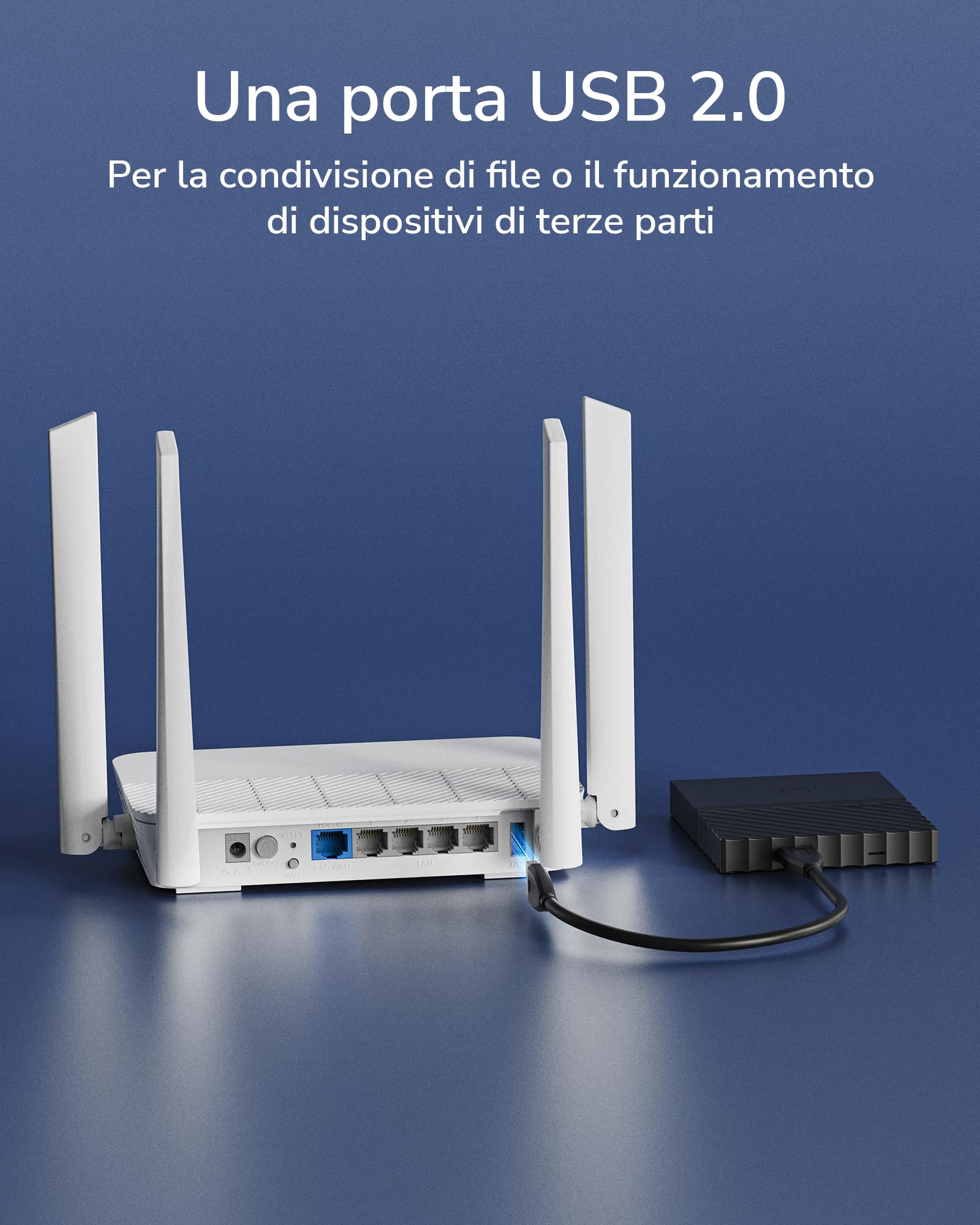 Router Cudy AX3000 WiFi 6 2,5G PoE con porta USB, router VPN dual band, MU-MIMO, WireGuard, compatibile con Cudy Mesh, controllo tramite app, WR3000P