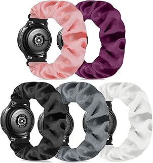Scrunchie Watch Band 20mm for Women Compatible with Samsung Galaxy Watch Active 2 44mm 40mm/Active 40mm/Galaxy Watch 3 41mm/Galaxy Watch 42mm/Galaxy Watch 4 44mm 40mm/Galaxy watch 5 44mm 40mm/Pro 45mm