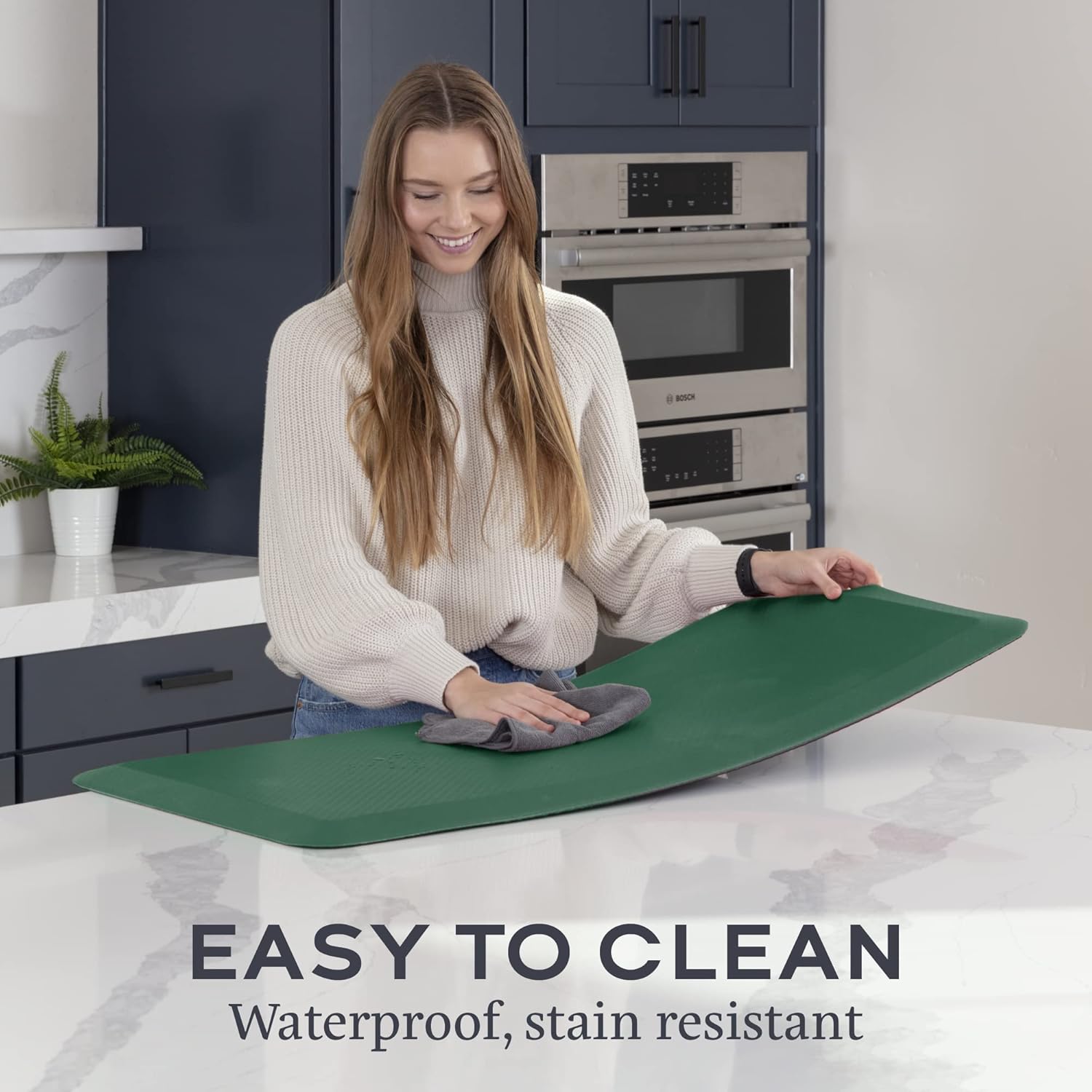 Zulay Home Large 20 x 39 Inch Anti Fatigue Floor Mat - 3/4 Inch Thick Cushioned Kitchen Mats for Standing - Comfortable Padded Floor Mats for Standing Work Desk - Memory Foam Kitchen Mat - Green