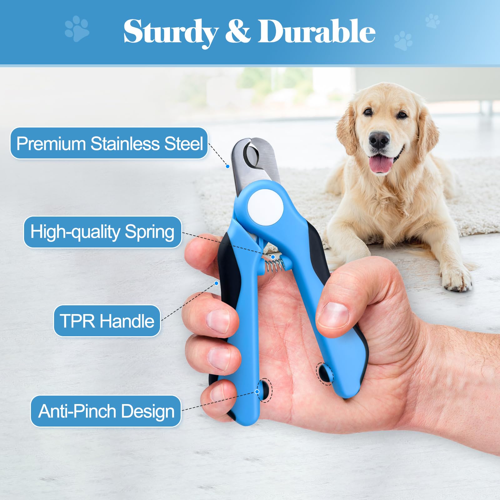 Swihauk Heavy Duty Dog Nail Clippers and Trimmers, Professional Pet Nail Clippers with Nail File for Dogs Cats Small Animal, Claw Clippers with Safety Guard to Prevent Over-Cutting, Blue - image 5