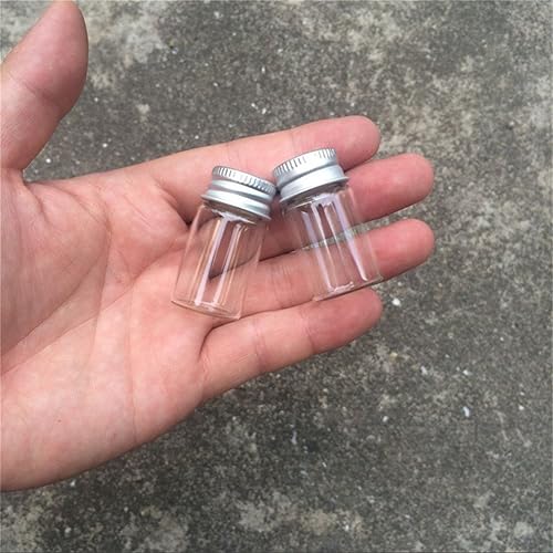 Miniatura 3 de 100 unidades de 0.5 fl oz Mini frascos de vidrio para manualidades con tapa de aluminio, píldora líquida en polvo, deseos de boda, frascos de vidrio