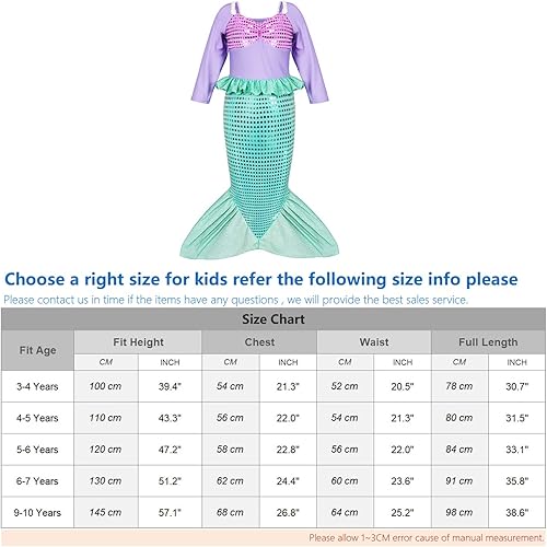 Miniatura 7 de Joy Join Disfraz de sirena de princesa para niñas pequeñas con peluca corona Rojo