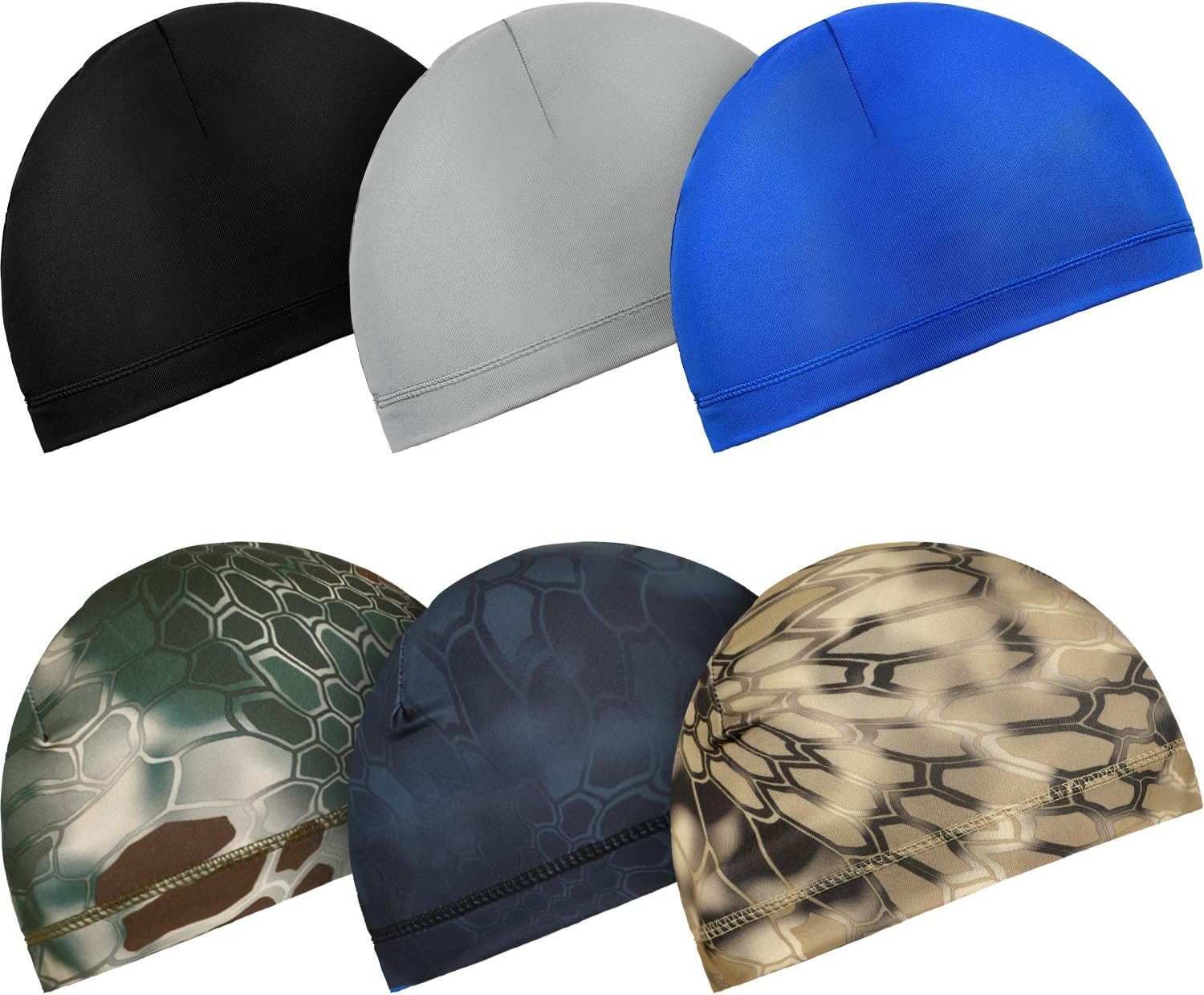Boao 6 Pieces Cycling Skull Caps Running Sweat Wicking Hats Helmet Liner for Women and Men