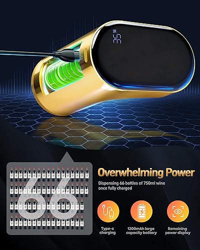 Miniatura 6 de Decantador de vino eléctrico 5 en 1 con aireador, dispensador digital de botellas de alcohol dosificación ajustable, vertedor inteligente de whisky,
