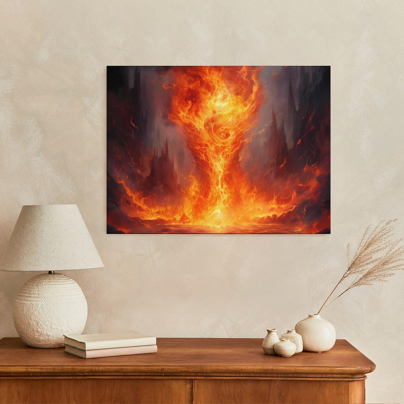Burning Flame Fire Funny Canvas Wall Art Print Artwork Picture