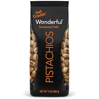 Wonderful Pistachios In Shell, Seasoned Salt Flavored Nuts, 14 Ounce Bag, Protein Snacks, Gluten Free, Salty Snacks