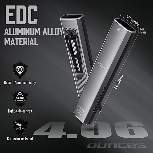 Miniatura 3 de MIAOKE Linterna EDC ultra fina recargable de 3000 lúmenes, combo de LED UV y blanco, doble fuente de luz, luz compacta de clip de bolsillo para el