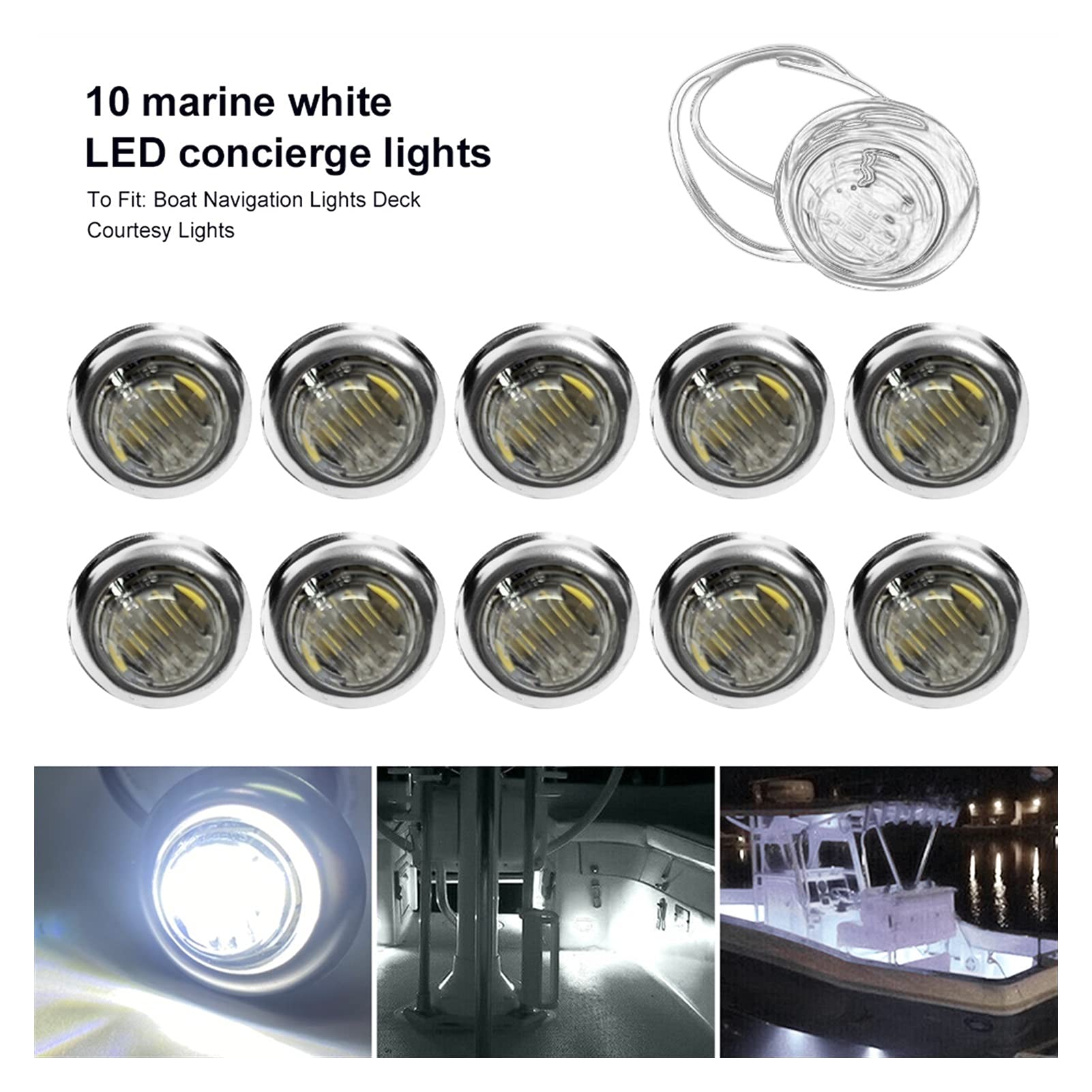 Luci di Navigazione 1.2V-DC 1 0pcs.GUIDATO Lampada da Barca Marina Impermeabile 3 GUIDATO Deck Luce di Cortesia 3/4"di Navigazione Rotondo Blu Barca Illuminazione Interni