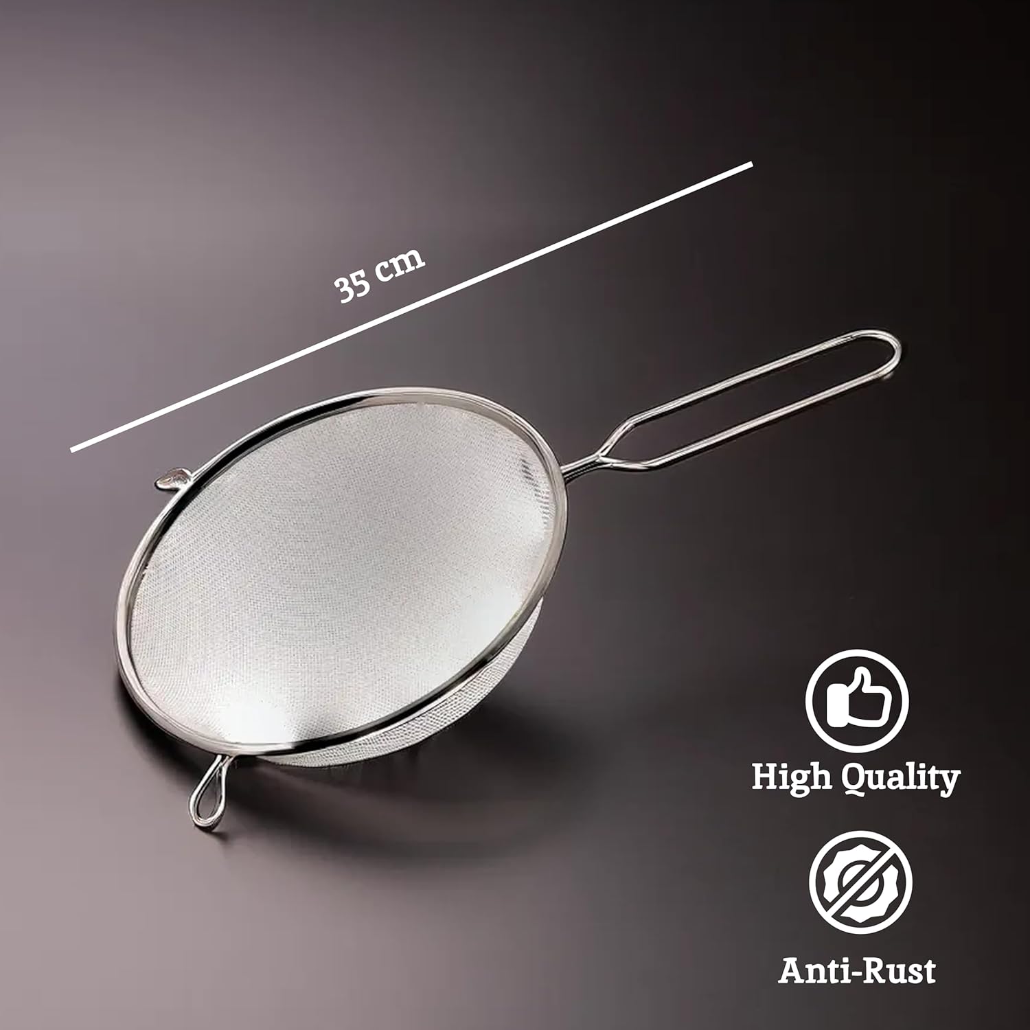Premier Housewares Versatile Kitchen Stainless Steel Wire Mesh Sieve for Cooking | Durable Sieves and Strainers | Fine Mesh Tea Strainer for Kitchen, Silver