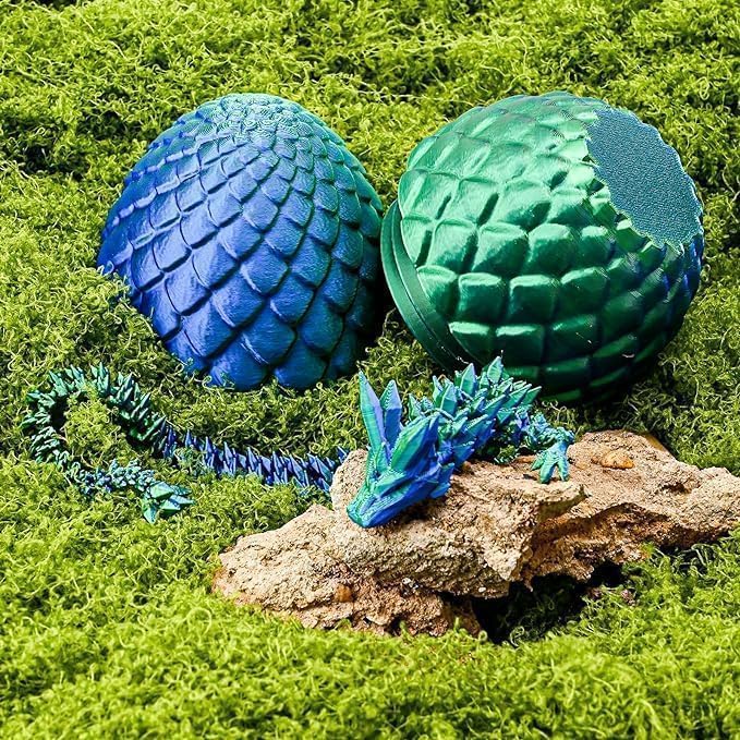 Drago stampato 3D nell'uovo, drago di cristallo completamente