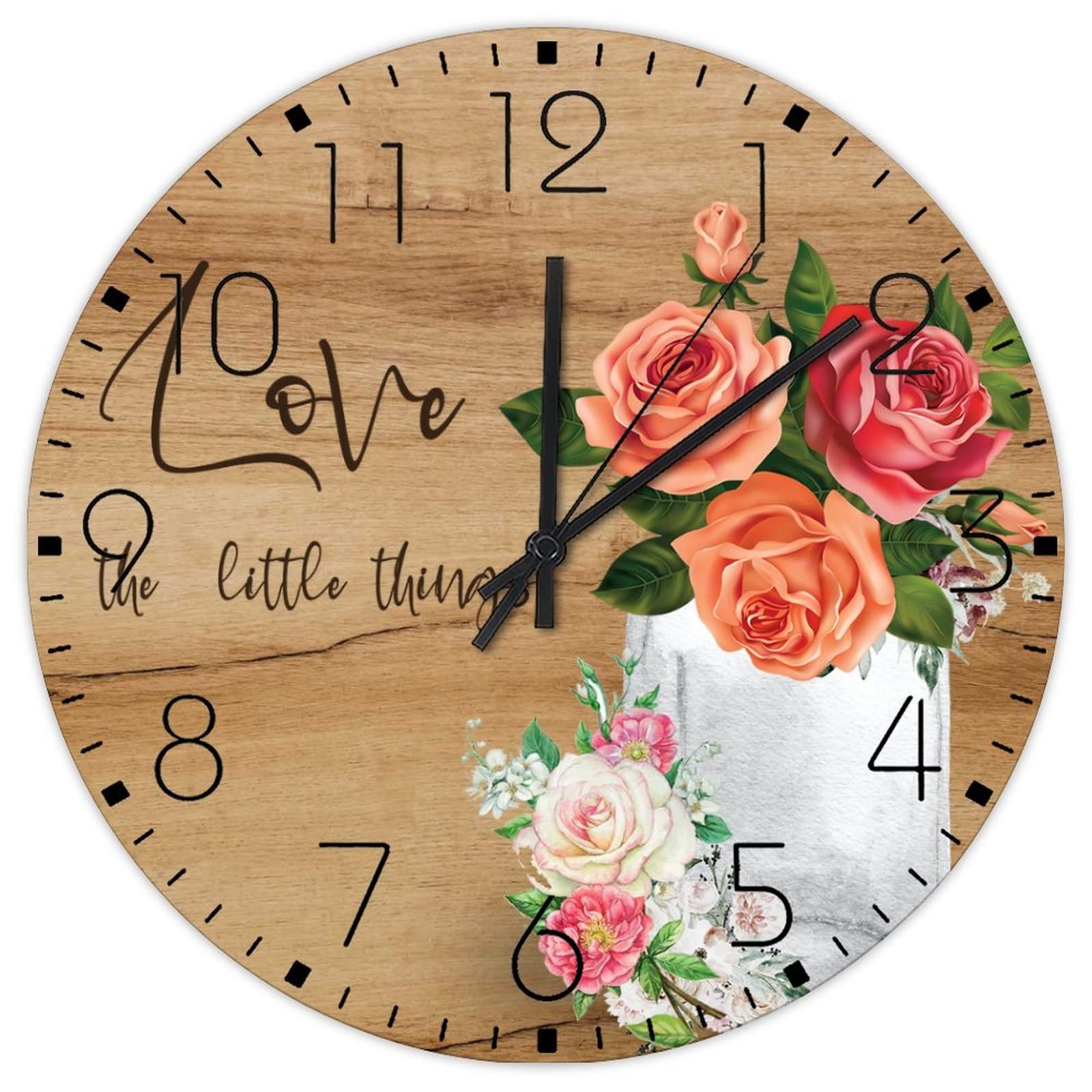 Horloge murale en bois aquarelle fleurie, le cadeau idéal pour un loft