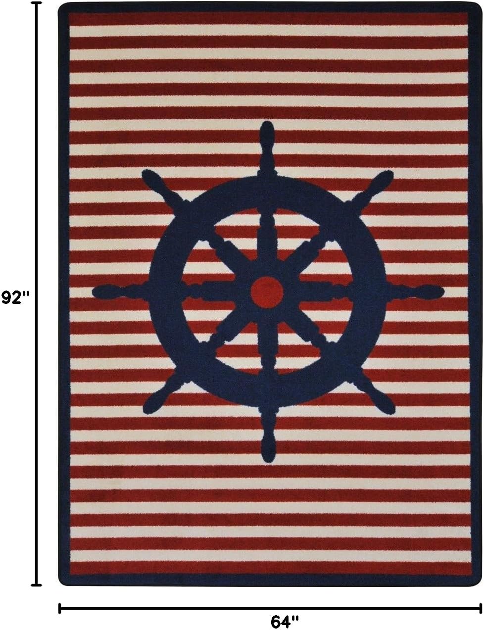 Joy Carpets Kid Essentials Set Your Course Childrens Rugs, Blue, 5'4" x 7'8"