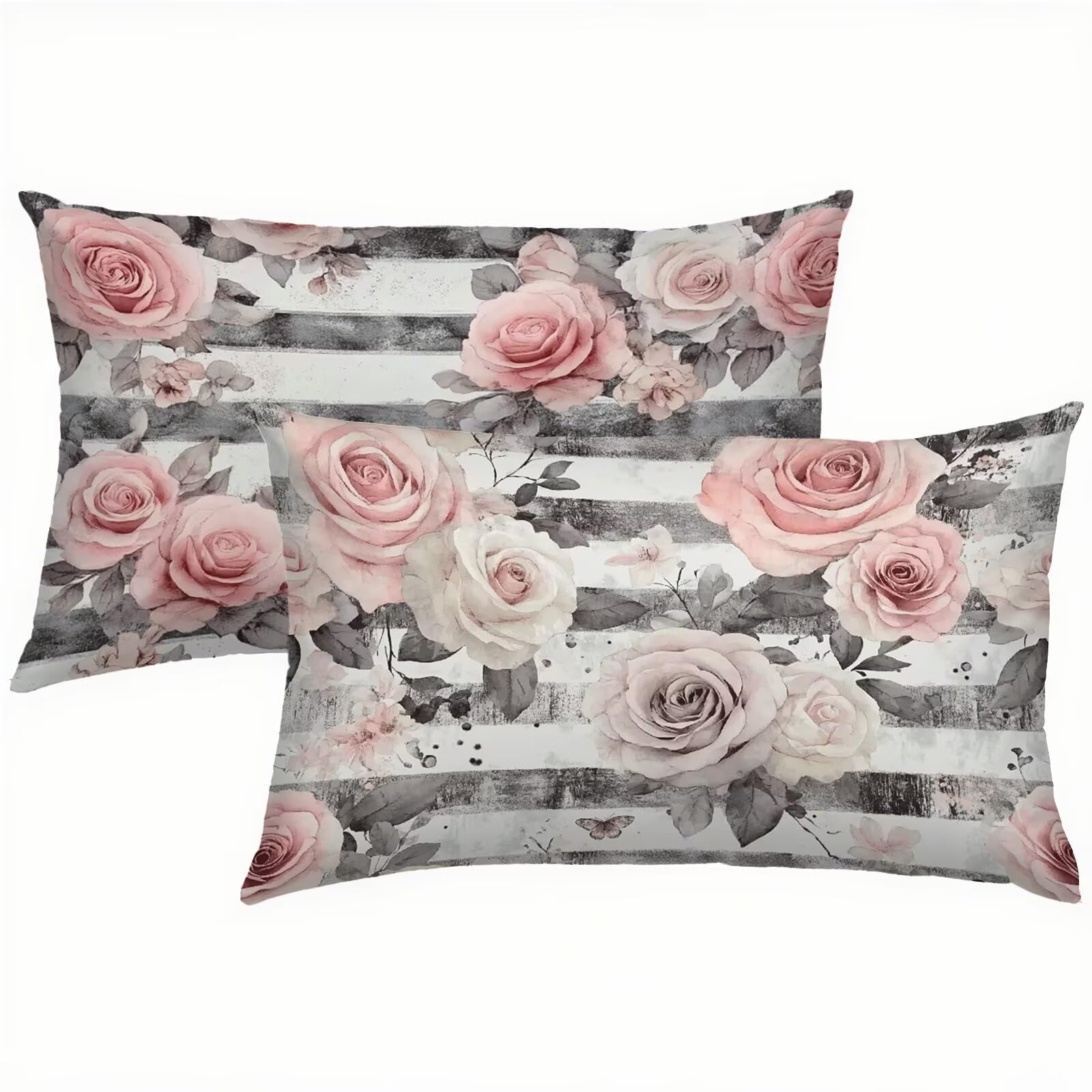 Taies d'oreiller fleurs 50x90 cm en lin pour sublimer votre salon et salon de jardin