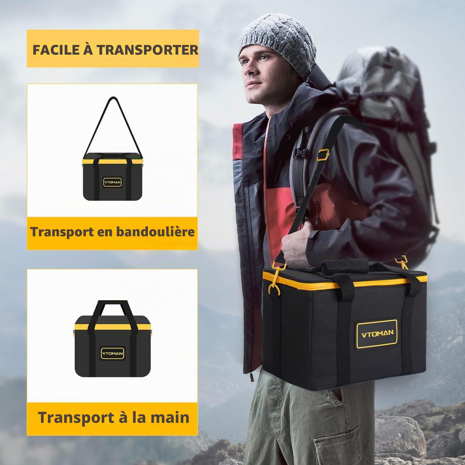 VTOMAN Sac de transport pour station d'alimentation portable, noir (station d'alimentation portable non incluse)