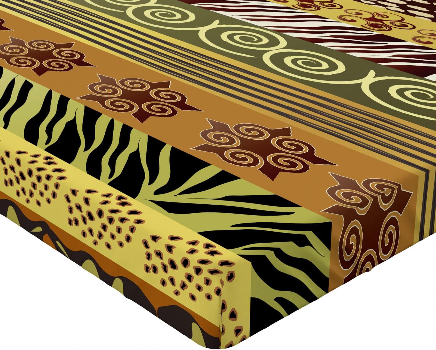 Ambesonne Zambia 2 Pack Fitted Sheet, Vintage Mixed African, Bed Cover All-Round Elastic Deep Pockets 2 Pieces, Package Contains 2 Queen Size Fitted Sheets, Multicolor