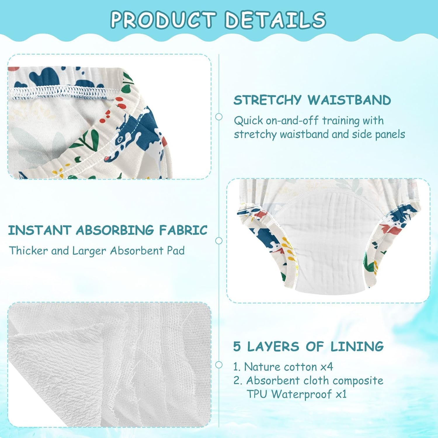 Baby Potty Training Underpants Absorb Water Funny Grass-fed Gat Cream Boxer Briefs Underwear Trainer Underwear for
