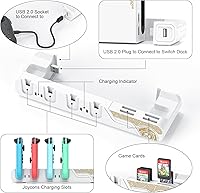 Vista 4 de Base de carga para controlador de interruptor compatible con Nintendo Switch OLED-The Legend of Zelda Tears of The Kingdom Edition y Switch