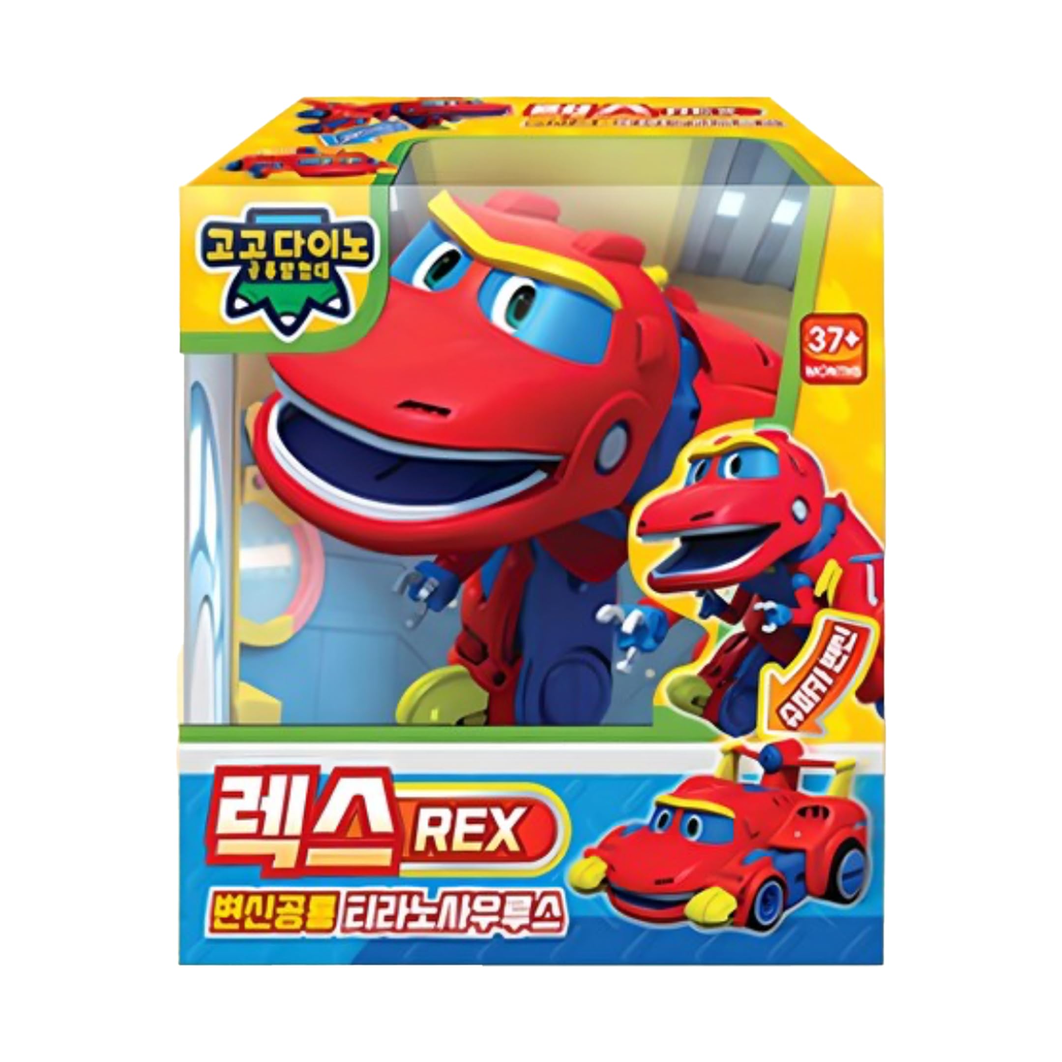 Red Rex Transforming GoGo Dino Car Figure – 2-in-1 Manual Change Robot Dinosaur & Supercar, Compact Display Model, Giftable Collectible