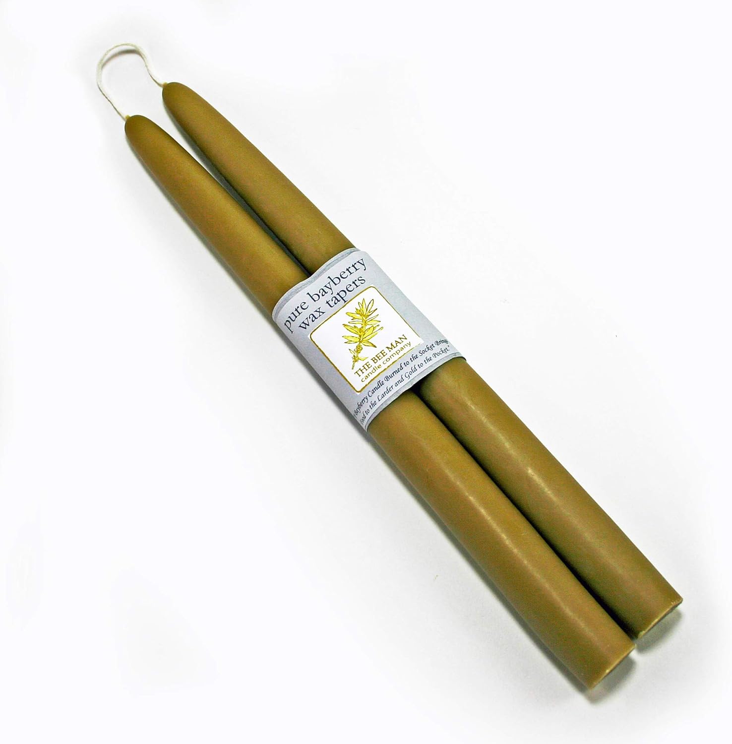 Pair of Bee Man Hand Dipped Natural Bayberry Wax Taper