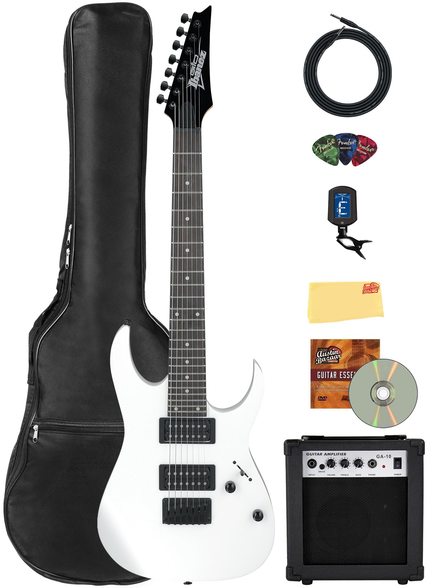 Amazon.com: Ibanez GRG7221 RG Gio 7-String Electric Guitar - White