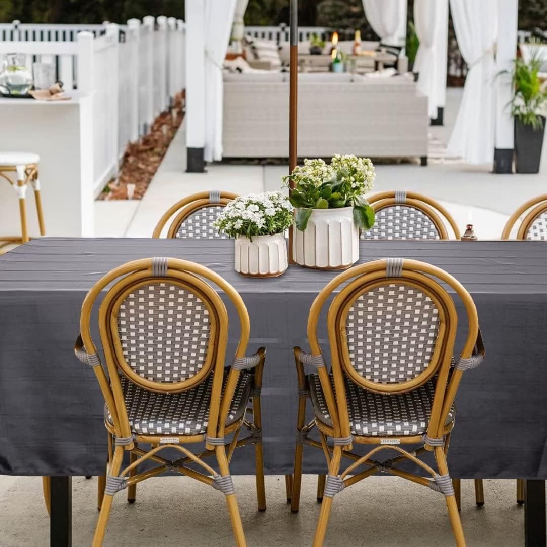 SpaceDresser Jacquard Rectangle Outdoor Tablecloth with Umbrella Hole, Spillproof and Waterproof Fabric Table Cloth, Washable Wrinkle Free Table Cover for Patio Spring Summer, 60 x 120 Inch Grey