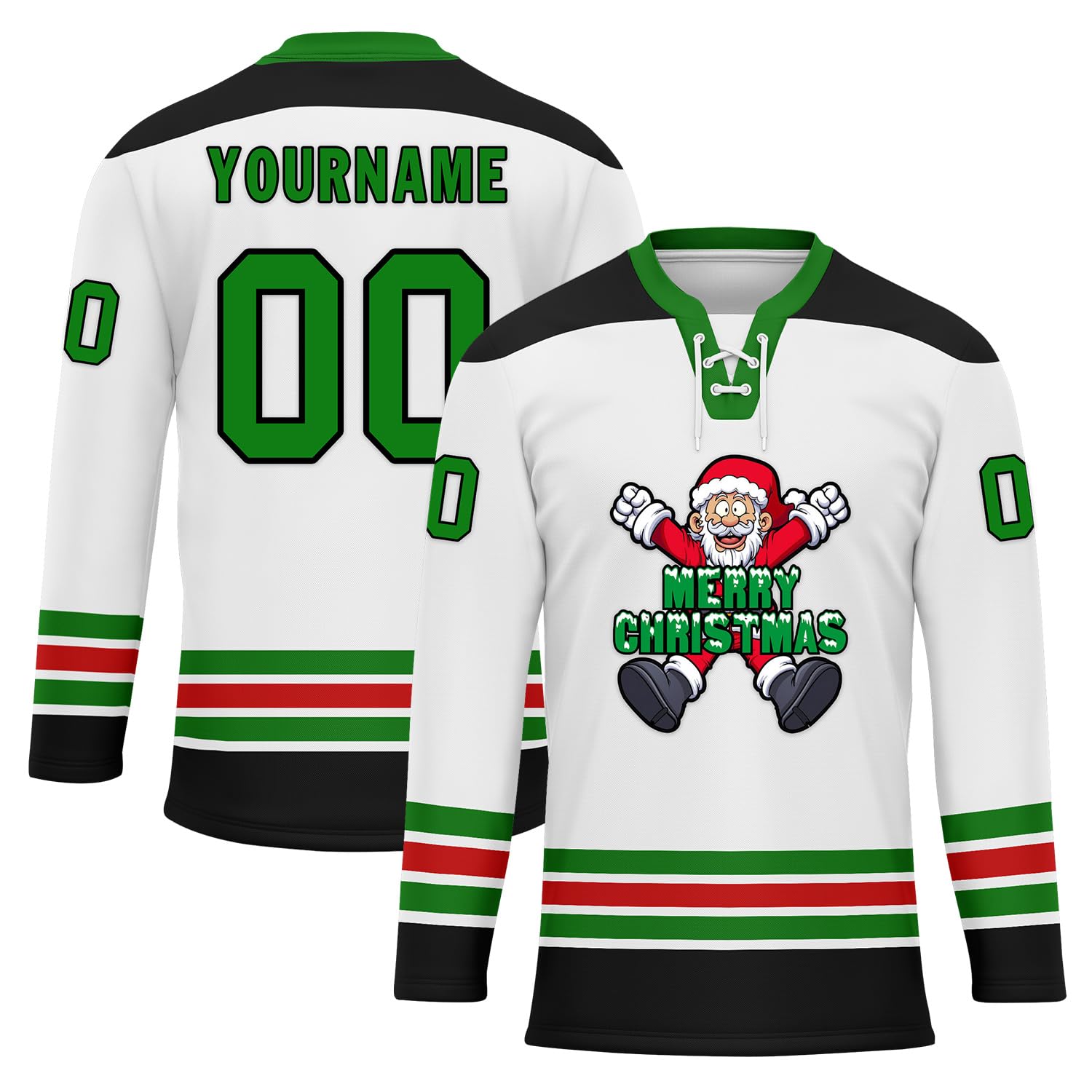 Custom Christmas Hockey Jersey for Men Women Youth, Santa Claus Ice Hockey Practice Uniform Sports Training Outfit