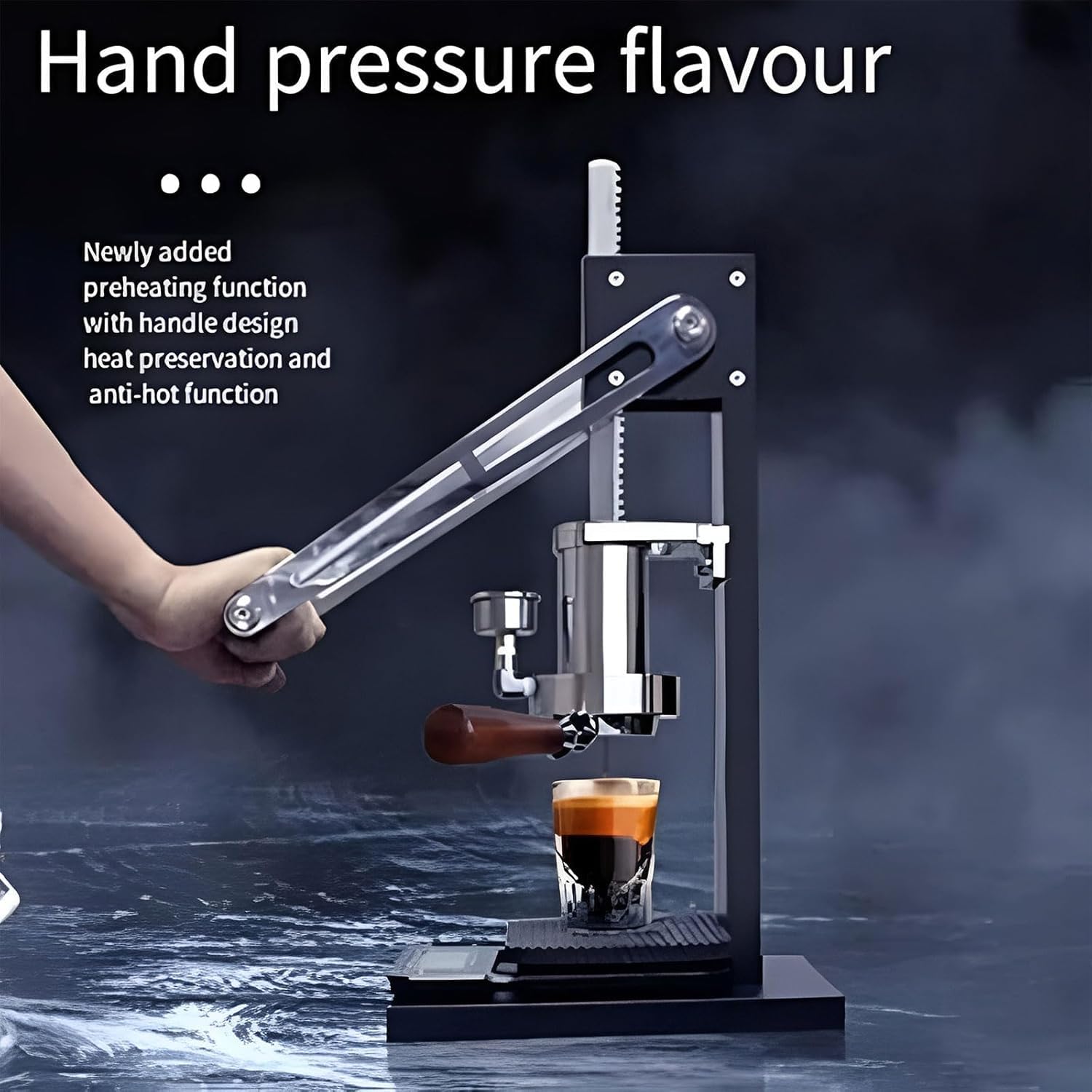 Macchina per caffè espresso manuale con manometro, funzioni di preriscaldamento e riscaldamento della tazza per una perfetta preparazione casalinga