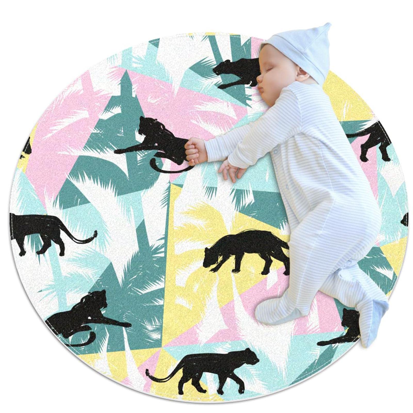 Tapis léopard rond JDEZ design motif animalier 100cm
