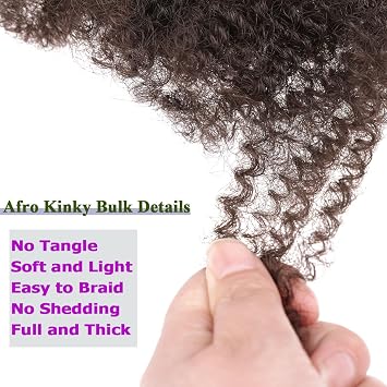 Kachanaa 8 Inch Afro Kinky Curly Braiding Hair Bulk for Dreadlock Extensions Mini Twists Repair Locs 3 Packs Dark Brwon Springy Afro Twist Hair Extensions 90g Marley Twist Hair Bulk, 30g /Pack
