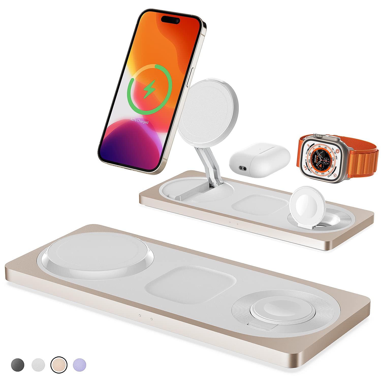 Magnetic Charging Station,3 in 1 Faster Mag-Safe Wireless Charger Stand, Wireless Charging Pad for iPhone 14,13,12 Pro Max/Pro/Mini/Plus, Apple Watch Ultra 8/7/SE/6/5/4/3/2/1, AirPods pro/2/3