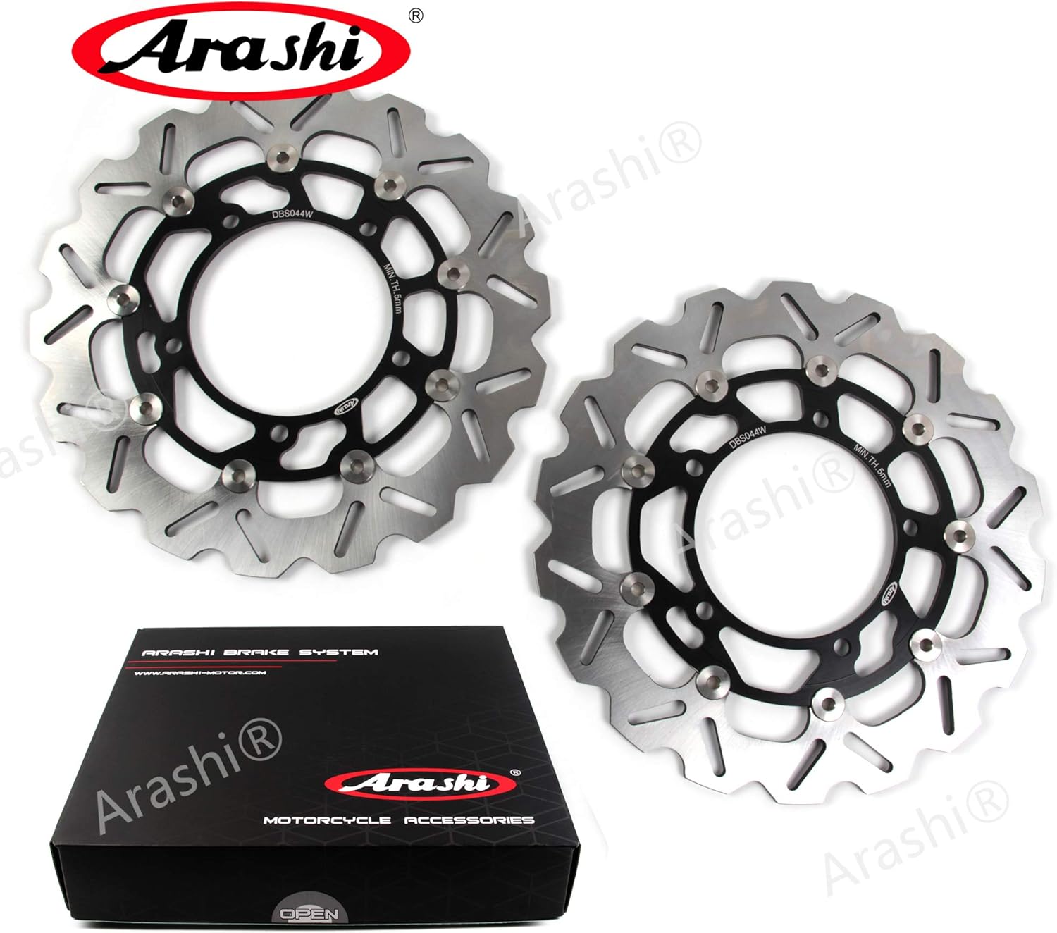 Arashi Brake Disc Rotors Front and Rear for Suzuki Hayabusa GSXR 1300 2008-2020 / B-KING 1300 2008-2010 Motorcycle Replacement Accessories GSX1300R GSX-R1300 Black 2009 2011 2012 2013 2014 2015 2016
