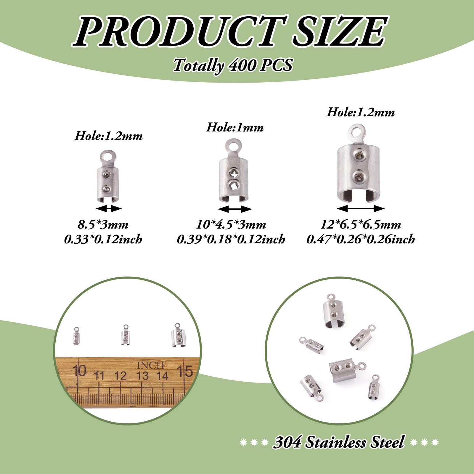 Clip Per Corda In Metallo PandaHall - 200 Pezzi, 3 Taglie E 4 Colori, Per Gioielli Fai Da Te E Macram&egrave;