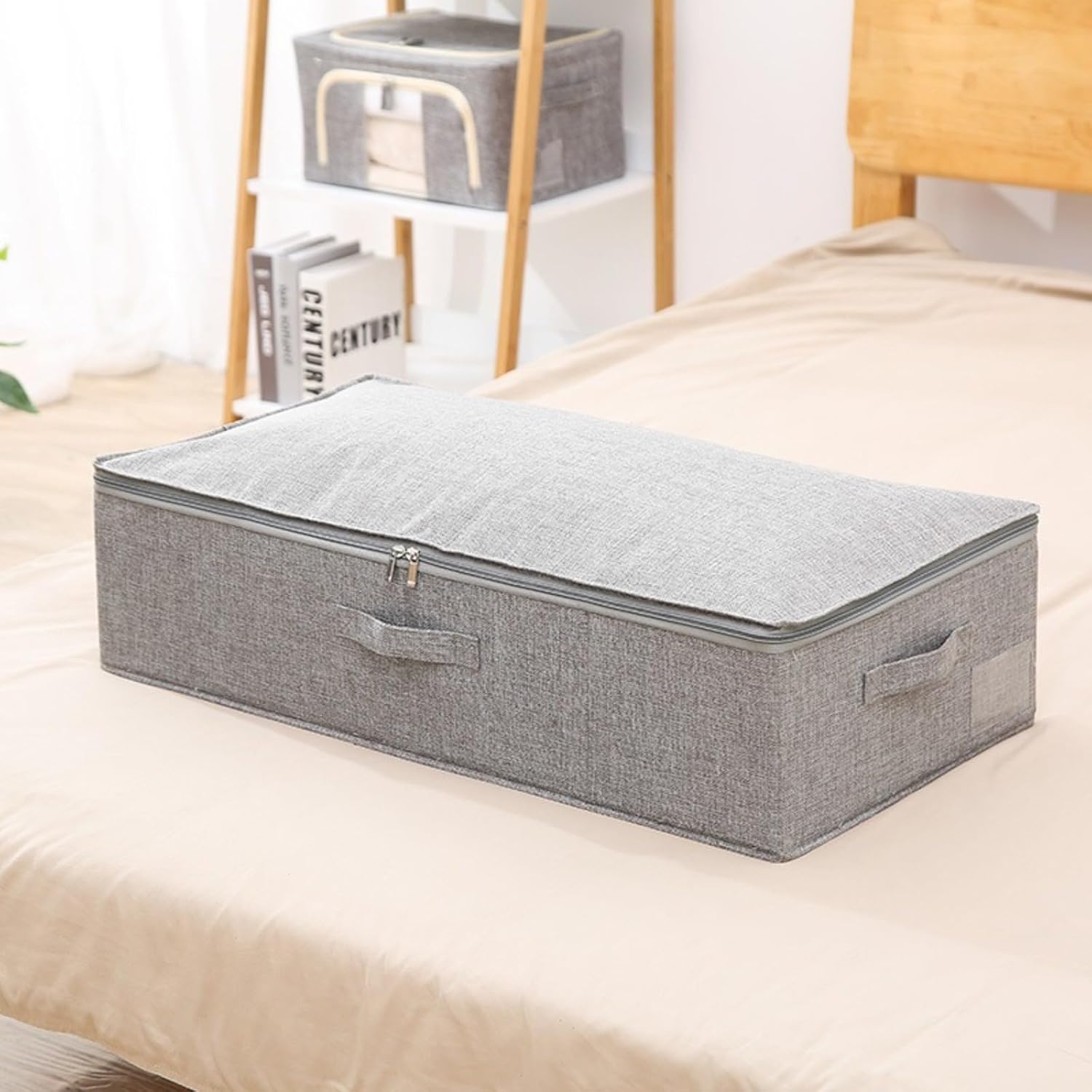 2pcs split dustproof and foldable bed bottom storage box with lid, clothes, sheets, duvets, storage box