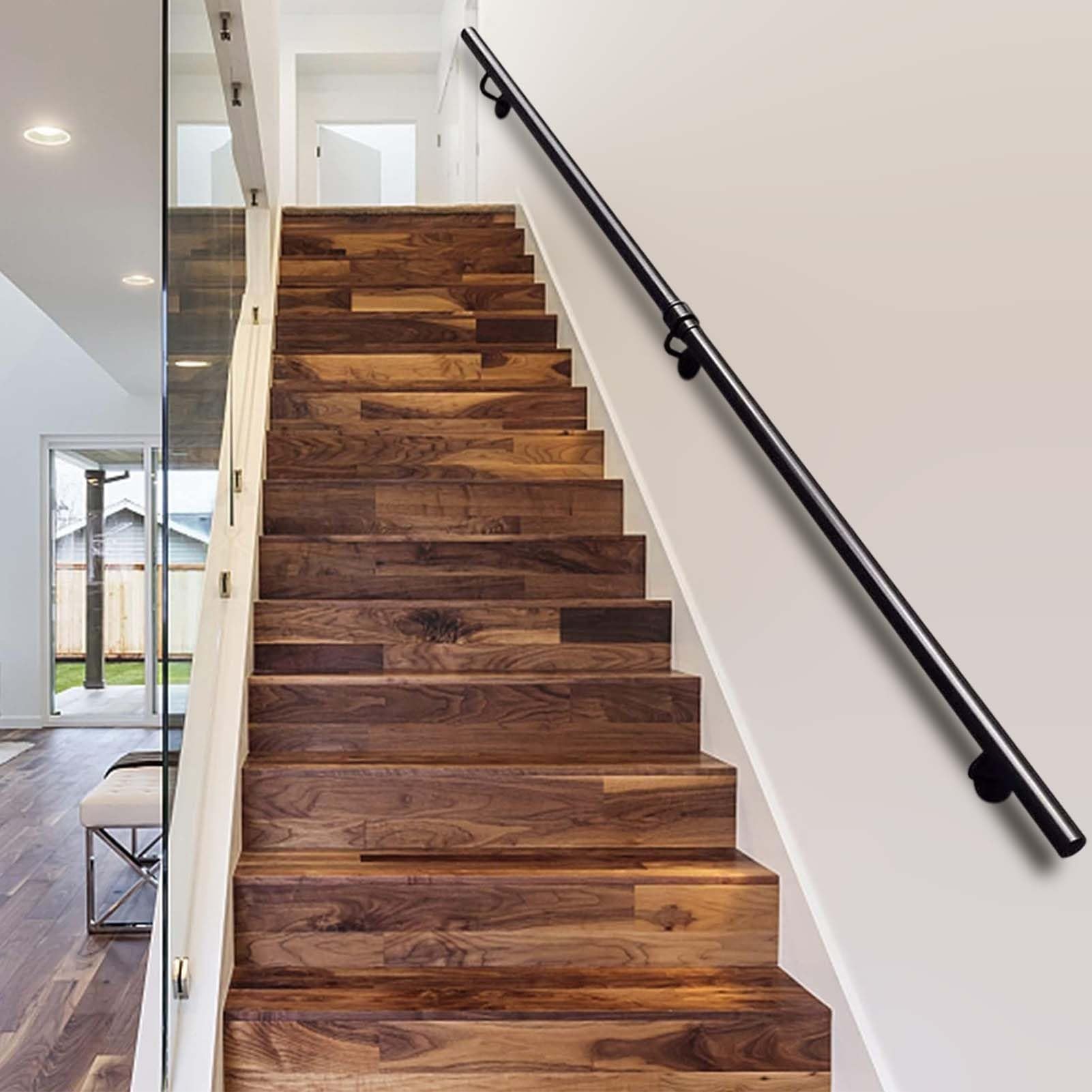 Fkxsxaz Industrial Stair Banister Handrail | Wall Rail Kit Hand Rails Safety Grab Bar For Outdoor Steps Or Indoor Stairs Metal Staircase Railing Home Garden Corridor, Lofts Decking(1Ft/30C