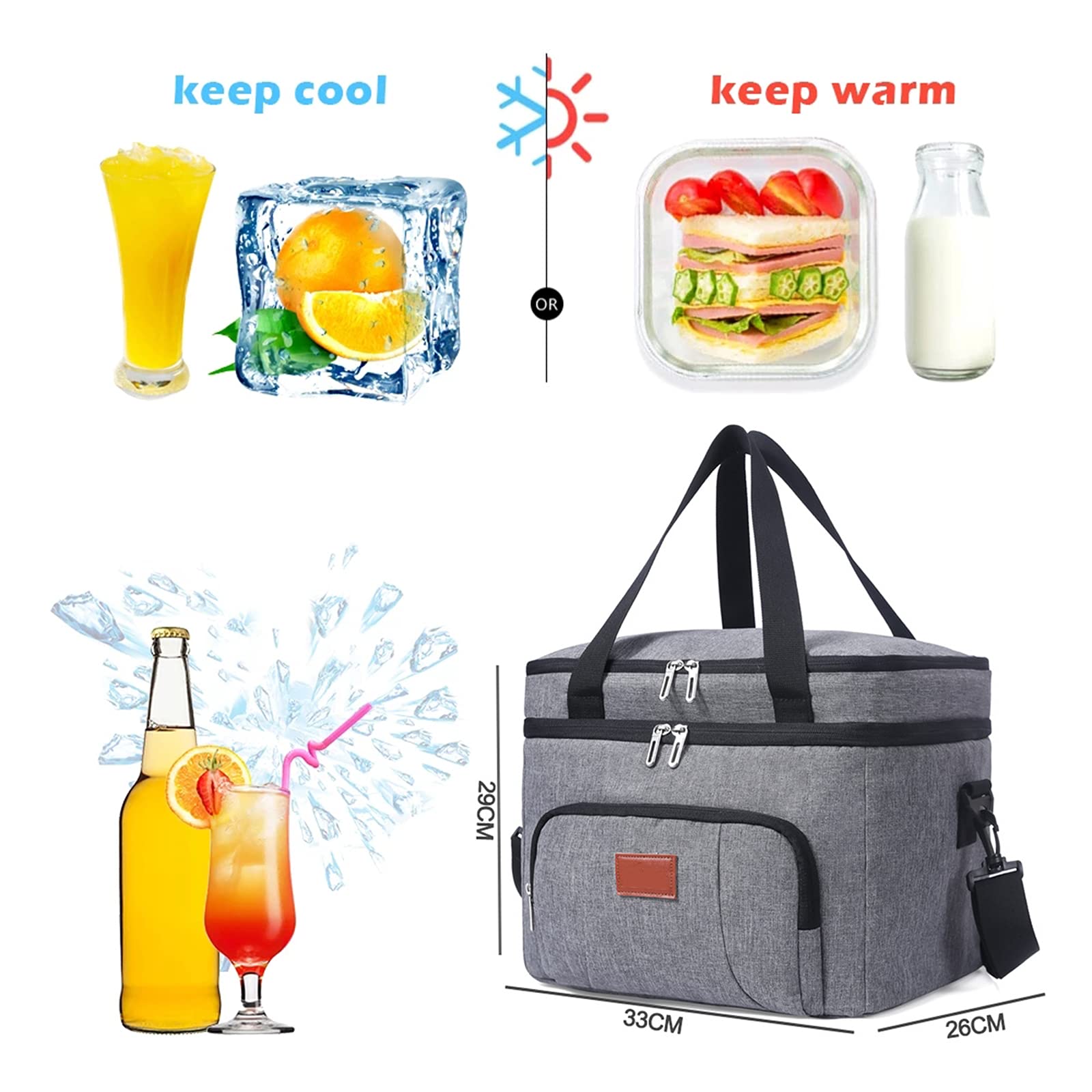 6 Colors Large Capacity Lunch Box For Women Men Leakproof Thermal Reusable Lunch Bag Lunch Bag Cooler Tote For Office Work 635921e90194c162d94e33a6 - View #2