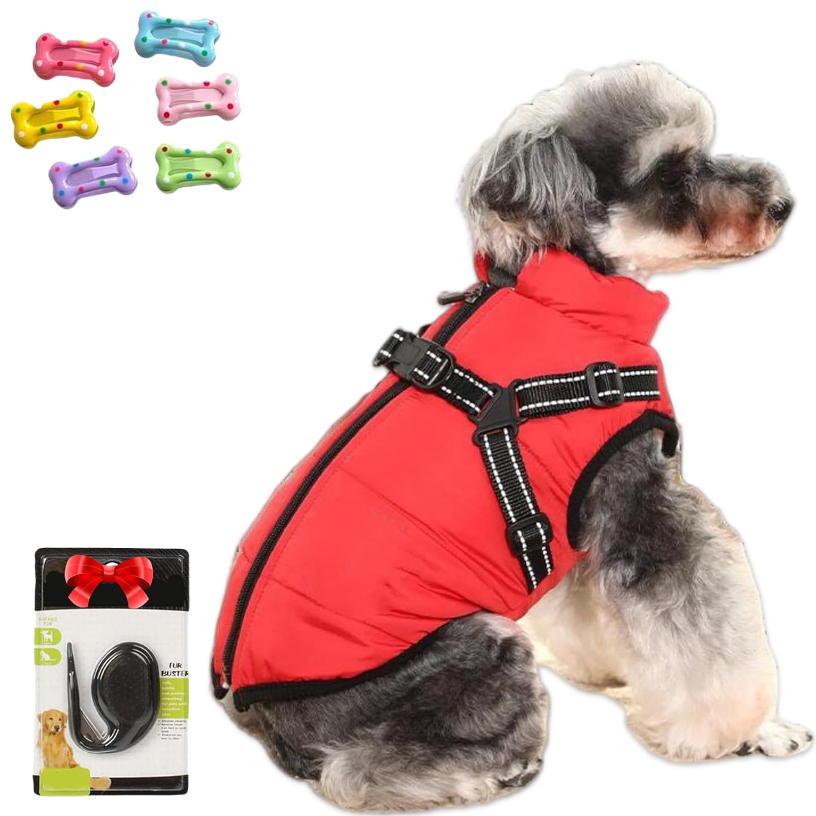 Furry King Dog Winter Coat, Furryking 3 in 1 Winter Jacket for Dogs, Waterproof Fleece Winter Warm Dog Coats for Small Medium Dogs (Orange, M)