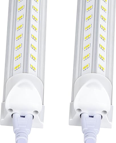 Paquete de 10 lámparas LED de 8 pies, tubo de luz LED integrado de 100 W, 15500 LM, 6500 K, cubierta transparente, 6 filas en forma de V,
