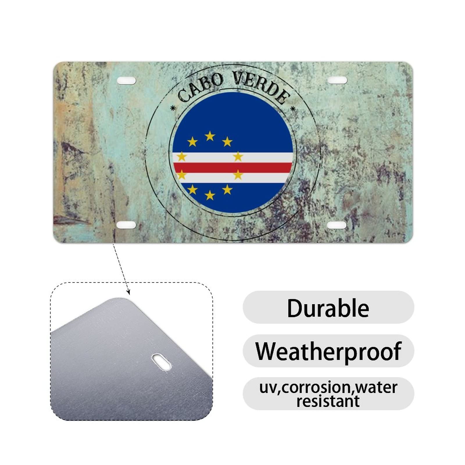 Plaque D'immatriculation Décorative Cap-Vert - 6x12 Pouces - Aluminium - Pour Voiture, Garage, Décoration Fan