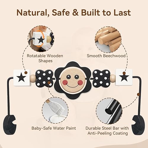 Miniatura 4 de Baby Bouncer - Barra de juguete compatible con Baby Bjorn, accesorio de juguete de madera para gorila, juguetes sensoriales giratorios para bebés,
